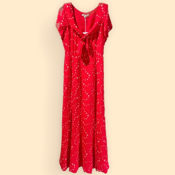 NWT Reformation Talleen Floral Ruffle Maxi Dress Size 4 in Fresno Red - Picture 4 of 9